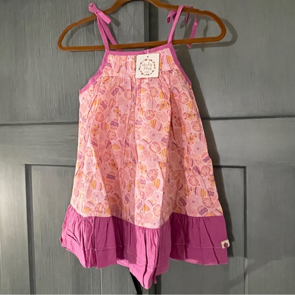 6 NWT CHEEKY PLUM STELLA BUNNY TRAIL DRESS EASTER EGGS PINK ORANGE